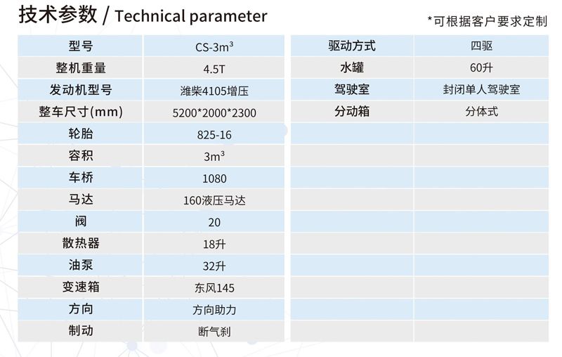 CS-3m3矿用混凝土搅拌运输车